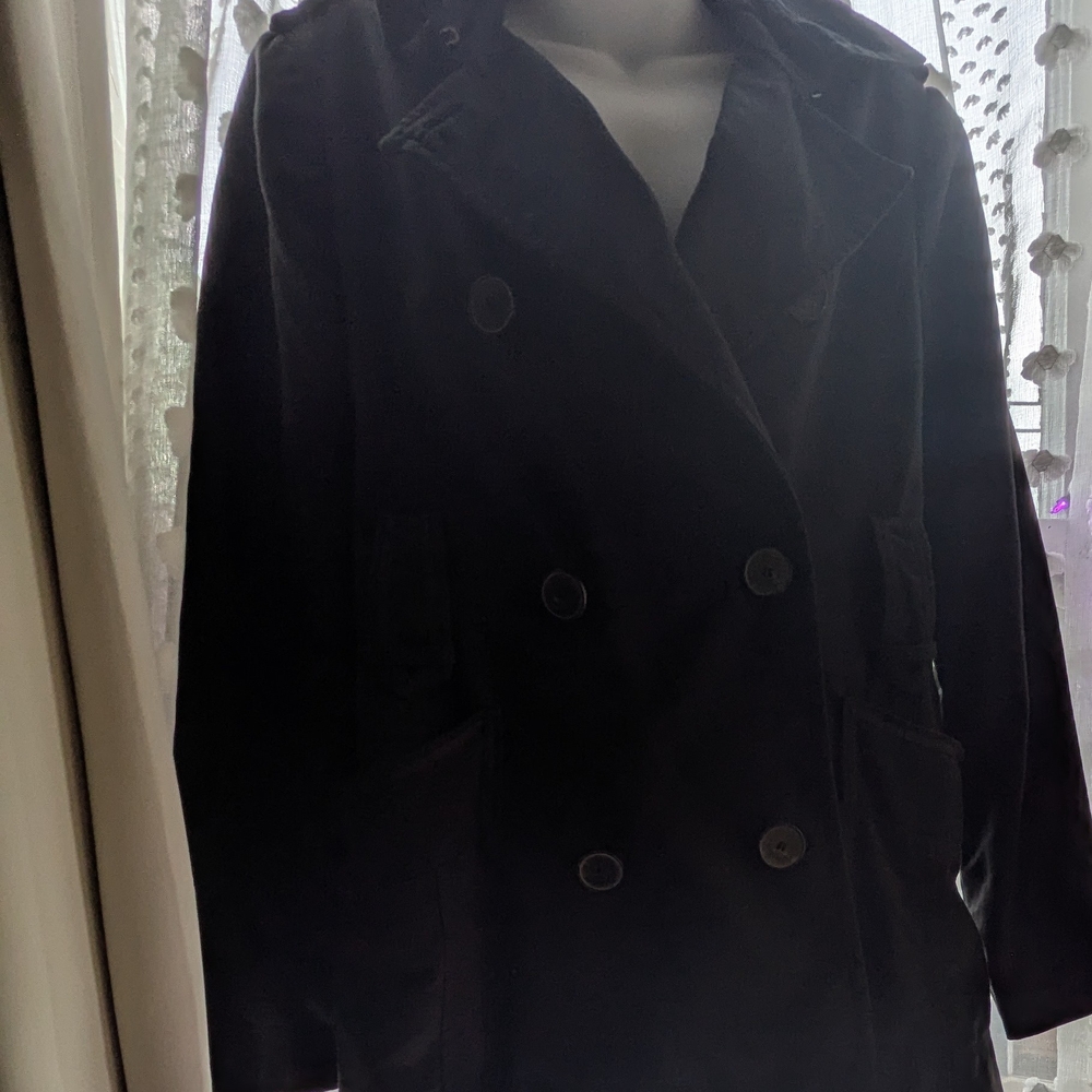 Black Trench Double-Breasted  Peacoat Jacket